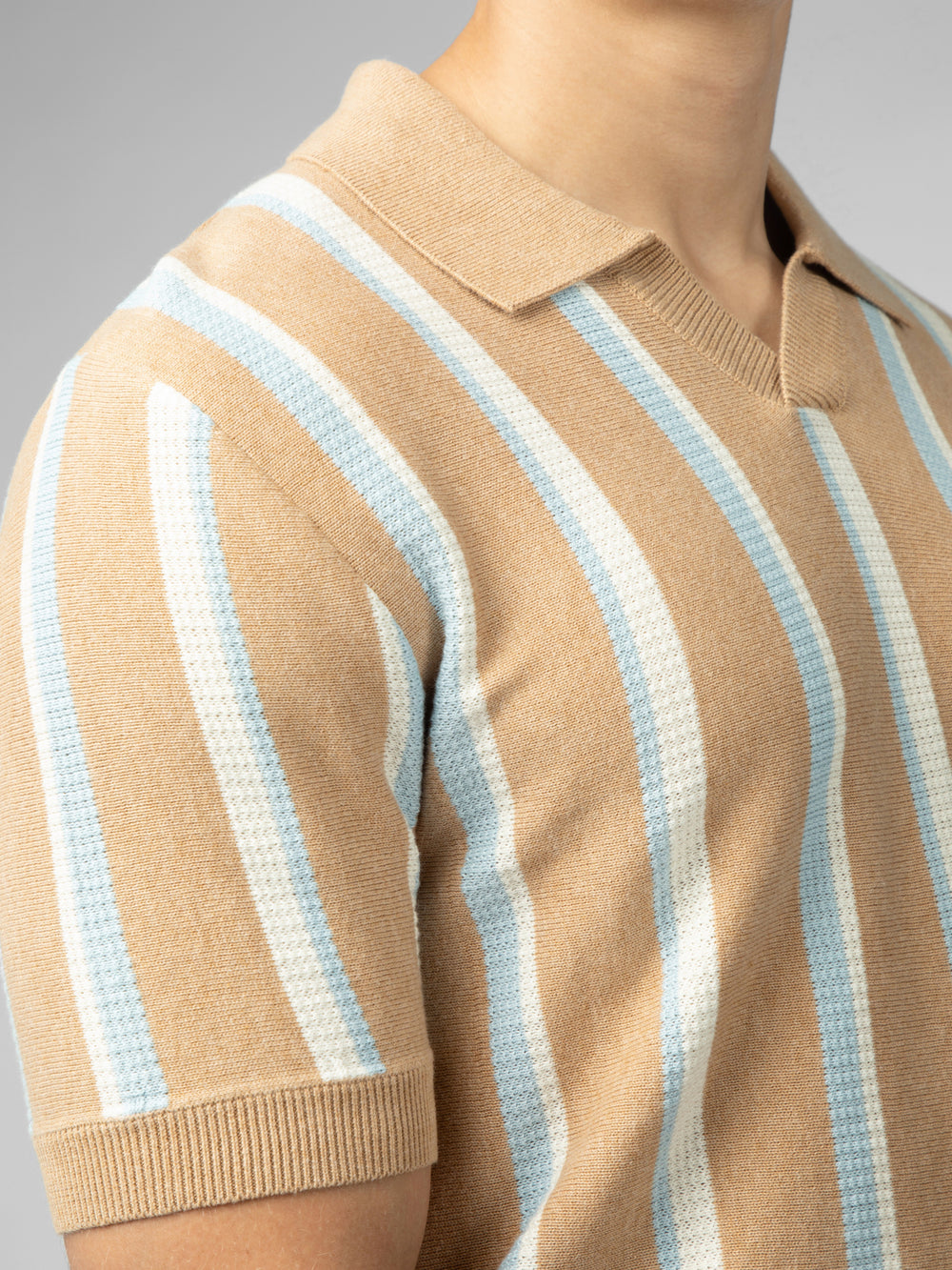 Knitwear Ben Sherman Vertical Stripe Open Neck Polo Grise | OQX-15049200